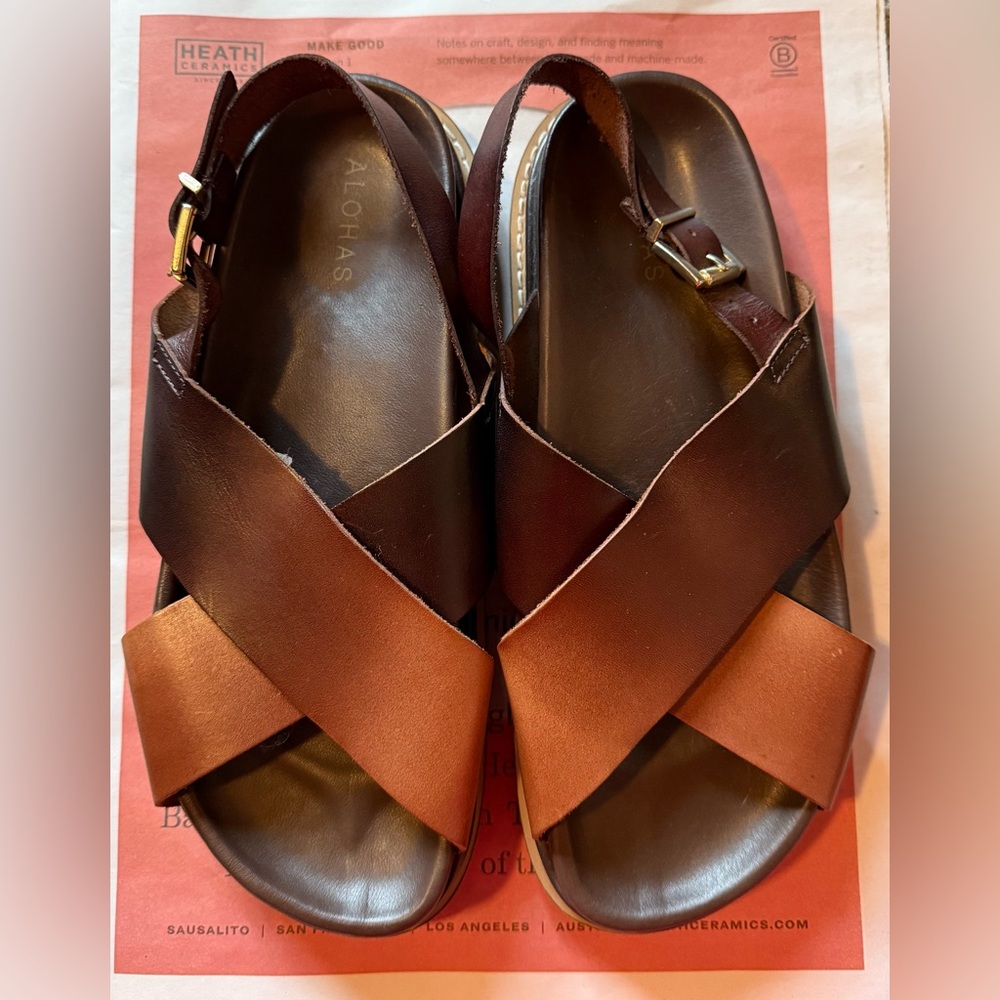 ALOHAS Two-Tone Brown Sandals
